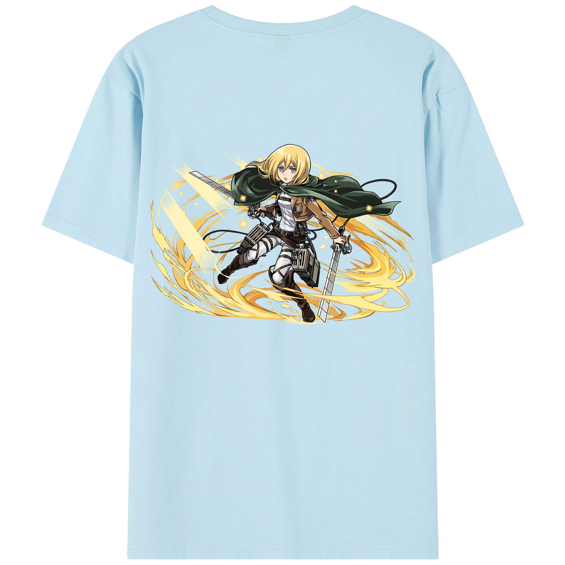 （画像用） 進撃の巨人 クリスタ·レンズ Attack on Titan Christa Lenz 綿100％半袖Tシャツ（背面プリント）